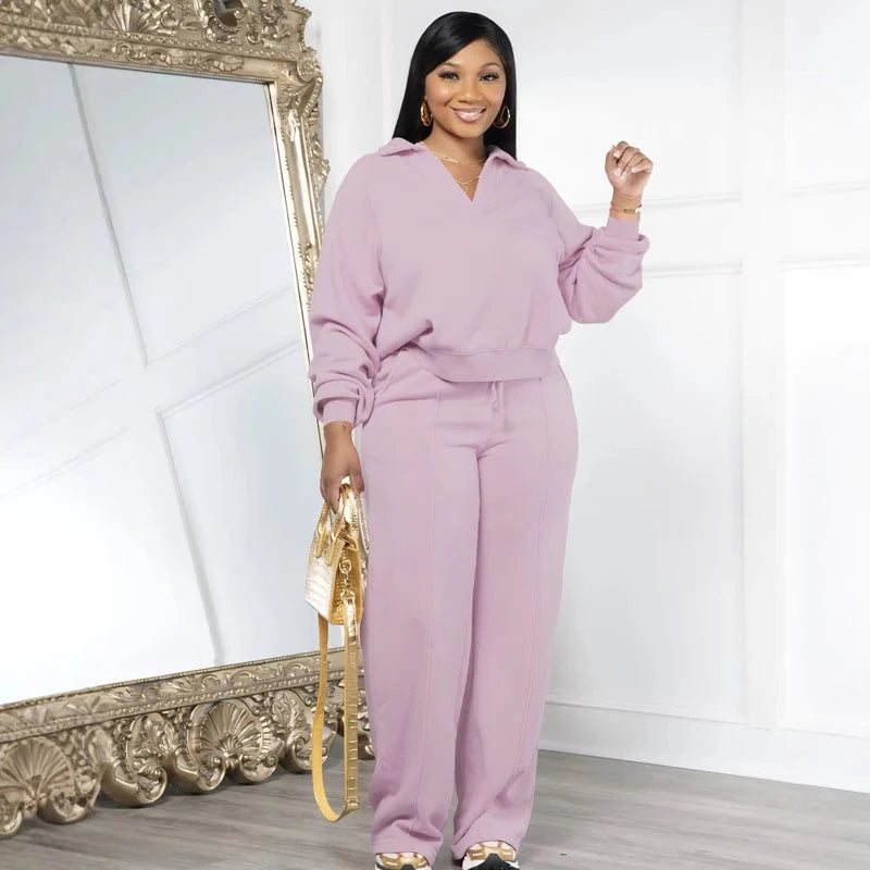 Long Sleeve Top & Elastic Drawstring Pants Set