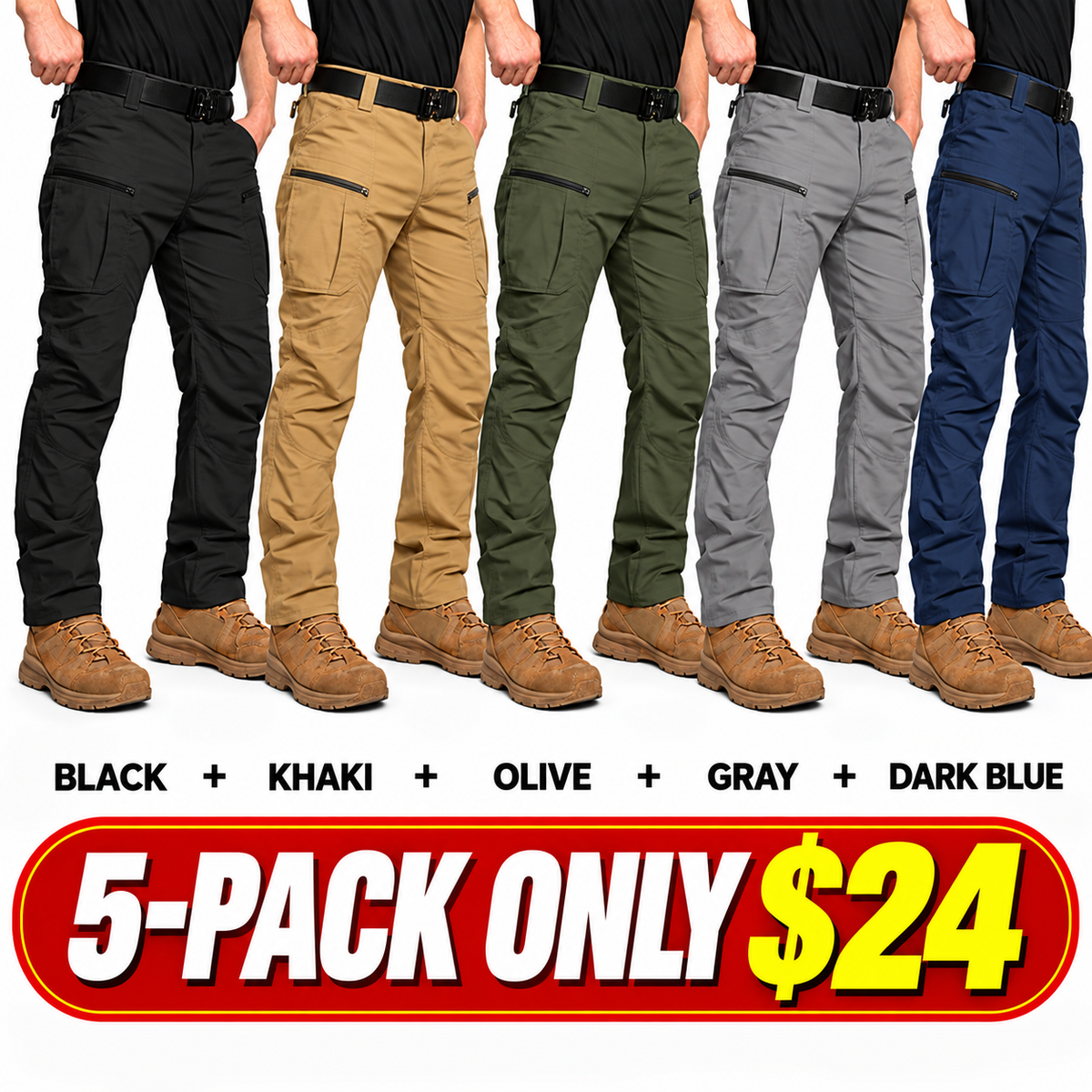 Men's Ripstop Water-Resistant Tactical Cargo Pants