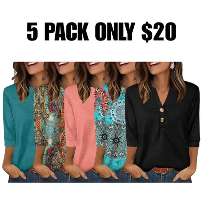 Womens Tops 3/4 Sleeve Heley Shirts for Women Summer Fashion Blouses