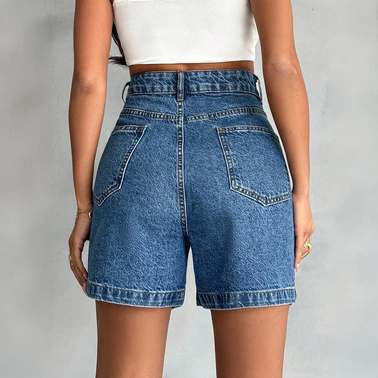 Women High Waisted A Line Bermuda Denim Shorts Stretchy 2026 Summer Casual Bottoms Summer Vibes
