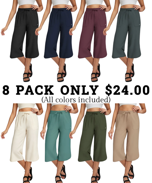 Women's High-Waisted Stretch Capri Pants – Lightweight Casual Summer Cropped Trousers