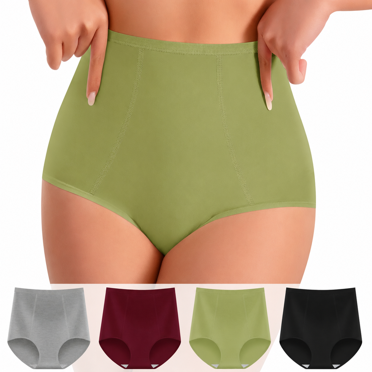 Women's High-Waisted Underwear, Breathable & Comfortable Panties,Classic Briefs with Signature Logo, Solid Color Panty for Year-Round Wear,S-XXXL