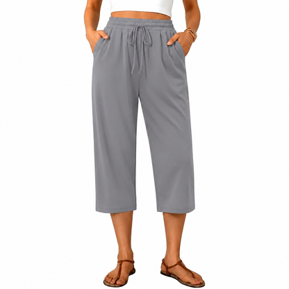 Women’s High Waist Capri Pants – Lightweight Stretch Casual Summer Trousers
