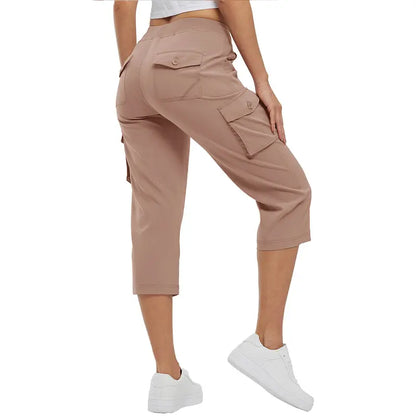 Women’s Summer Cargo Capri Pants – Plus Size Lightweight Casual Cropped Pants with Pockets
