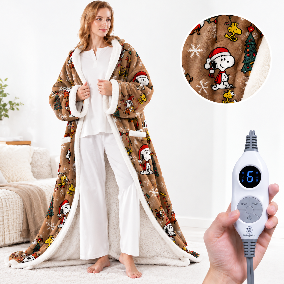 🔥Wearable Heated Blanket with Foot Pocket Sherpa🔥Overheat Protection & Auto Shut-Off