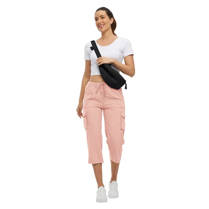 Women’s Summer Cargo Capri Pants – Plus Size Lightweight Casual Cropped Pants with Pockets