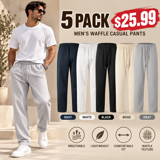 Pull On & Go | Men's Waffle-Knit Drawstring Straight-Leg Pants