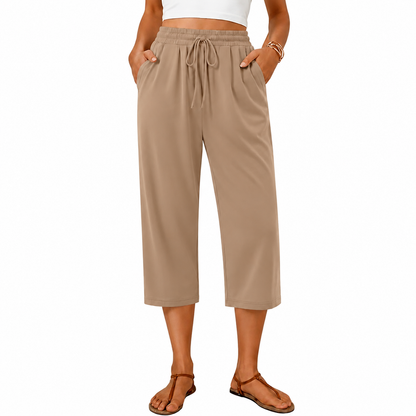 Women’s High Waist Capri Pants – Lightweight Stretch Casual Summer Trousers