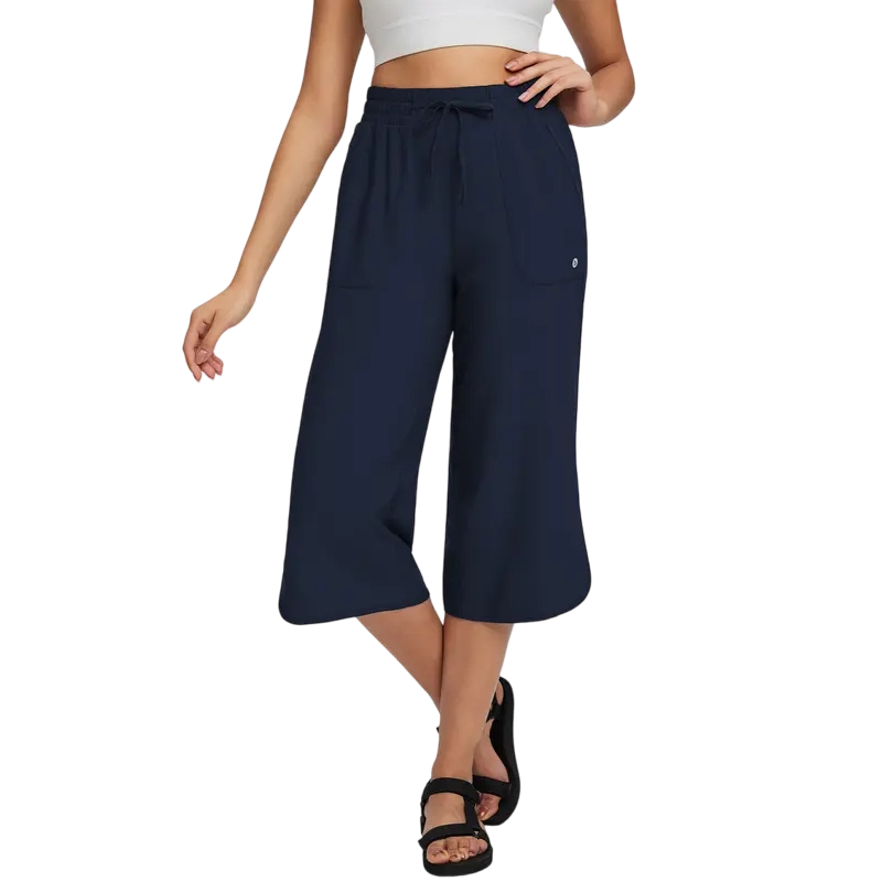 Women's High-Waisted Stretch Capri Pants – Lightweight Casual Summer Cropped Trousers