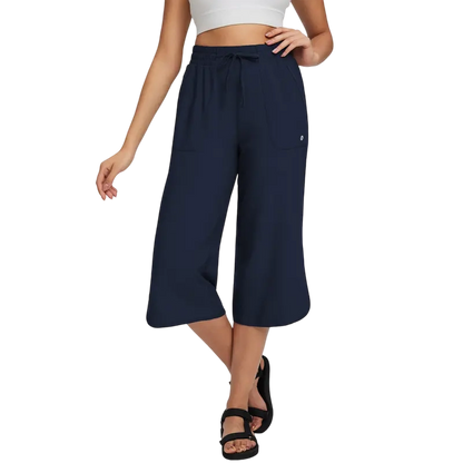 Women's High-Waisted Stretch Capri Pants – Lightweight Casual Summer Cropped Trousers