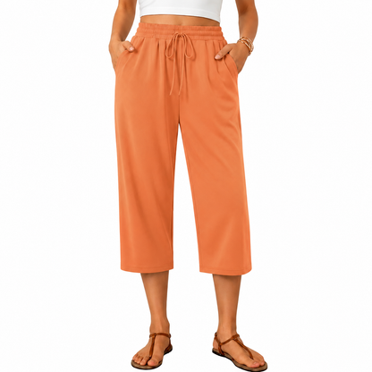 Women’s High Waist Capri Pants – Lightweight Stretch Casual Summer Trousers