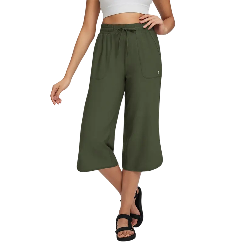 Women's High-Waisted Stretch Capri Pants – Lightweight Casual Summer Cropped Trousers