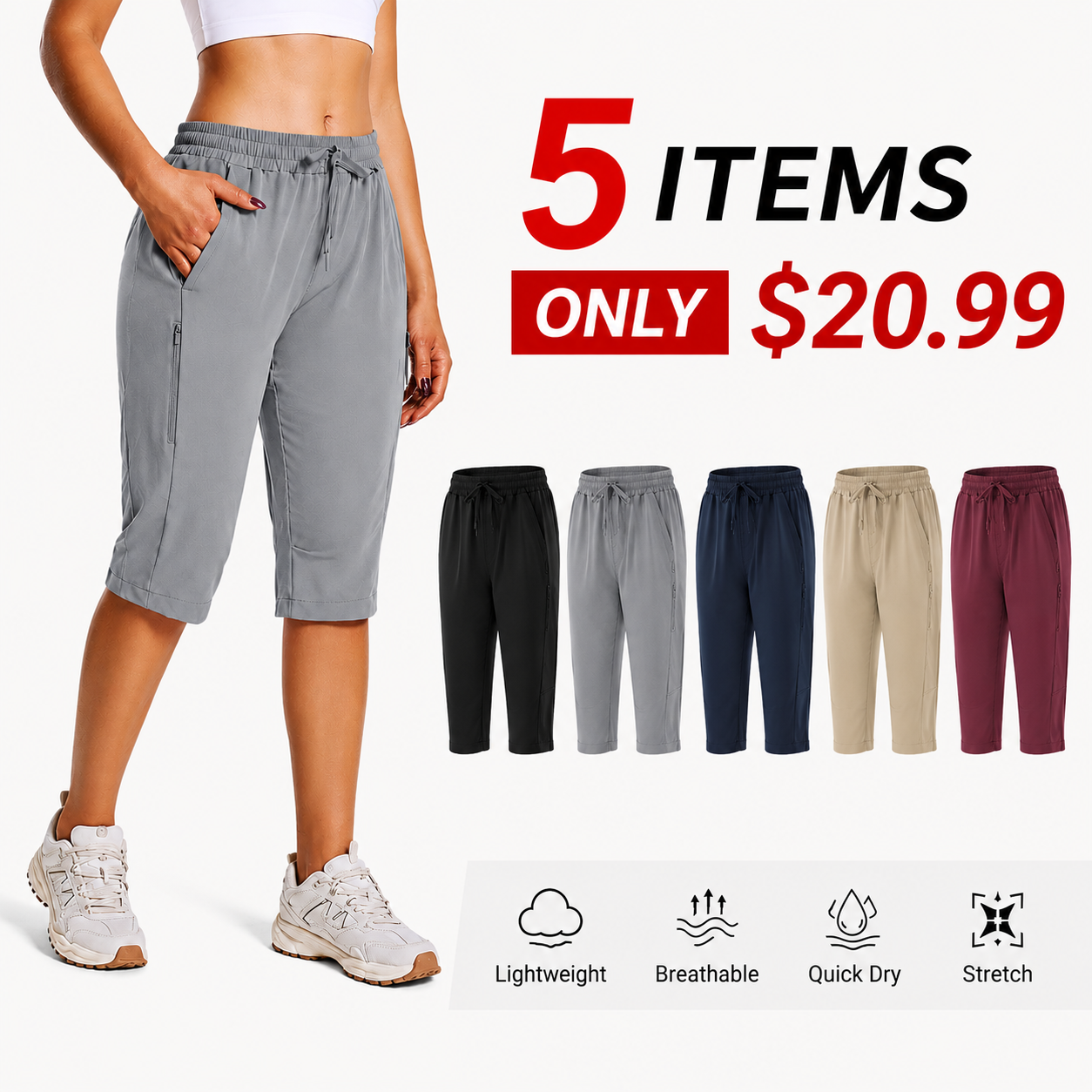 Women's Lightweight Hiking Shorts with Secure Zipper Pockets for Outdoor Adventures