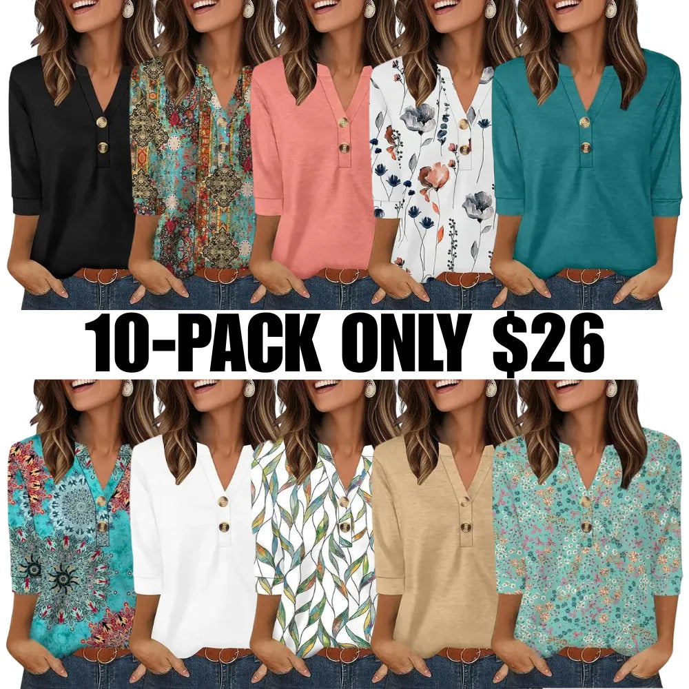 Womens Tops 3/4 Sleeve Heley Shirts for Women Summer Fashion Blouses