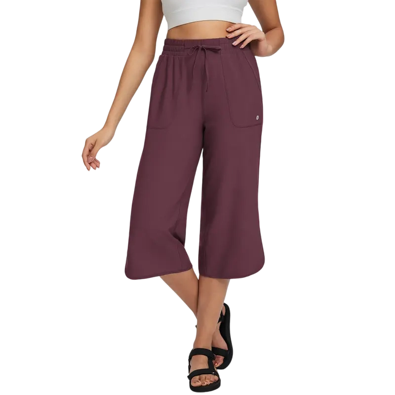 Women's High-Waisted Stretch Capri Pants – Lightweight Casual Summer Cropped Trousers