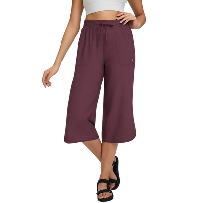 Women's High-Waisted Stretch Capri Pants – Lightweight Casual Summer Cropped Trousers