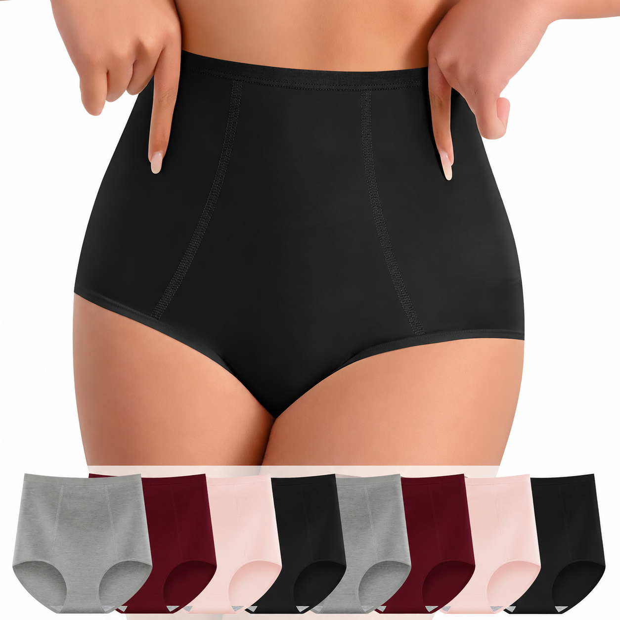 Women's High-Waisted Underwear, Breathable & Comfortable Panties,Classic Briefs with Signature Logo, Solid Color Panty for Year-Round Wear,S-XXXL