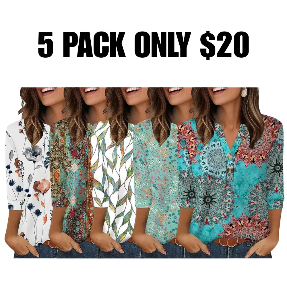 Womens Tops 3/4 Sleeve Heley Shirts for Women Summer Fashion Blouses