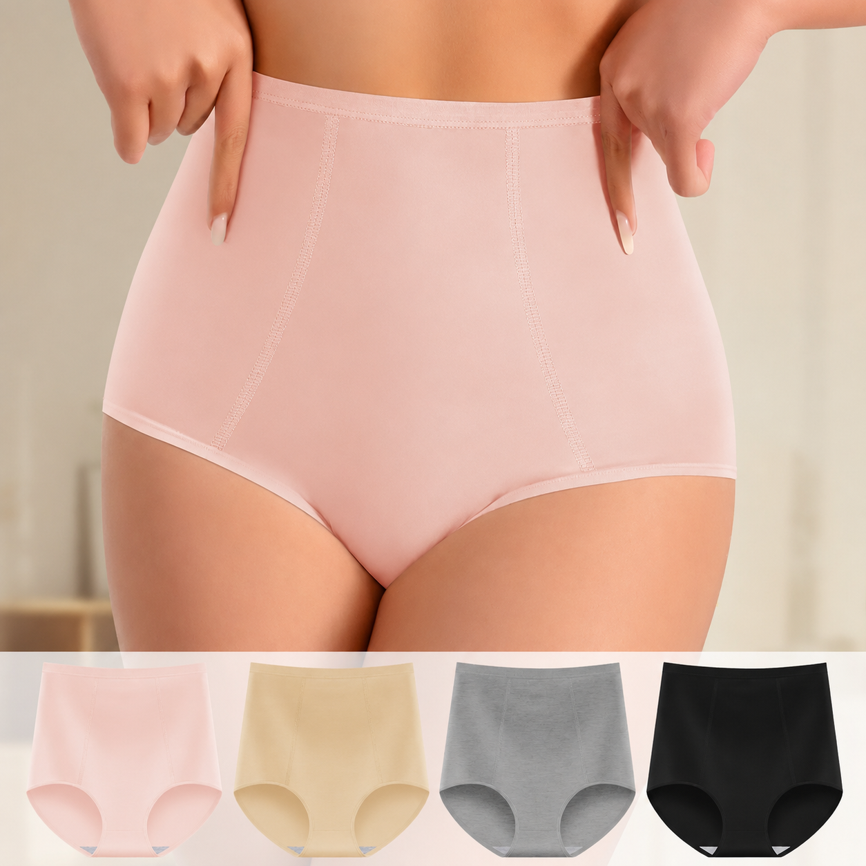 Women's High-Waisted Underwear, Breathable & Comfortable Panties,Classic Briefs with Signature Logo, Solid Color Panty for Year-Round Wear,S-XXXL