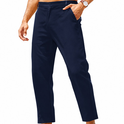 Men's Lightweight Cotton Linen Pants – Elastic Waist Slim Fit Casual Trousers with Pockets for Beach, Yoga & Everyday Wear