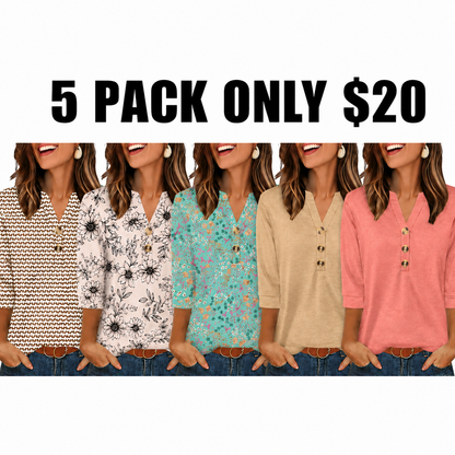 Womens Tops 3/4 Sleeve Heley Shirts for Women Summer Fashion Blouses