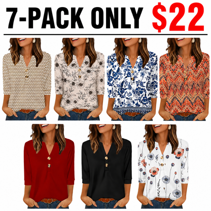 Womens Tops 3/4 Sleeve Heley Shirts for Women Summer Fashion Blouses