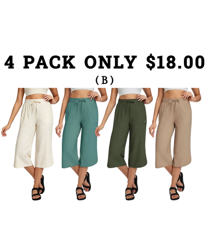 Women's High-Waisted Stretch Capri Pants – Lightweight Casual Summer Cropped Trousers