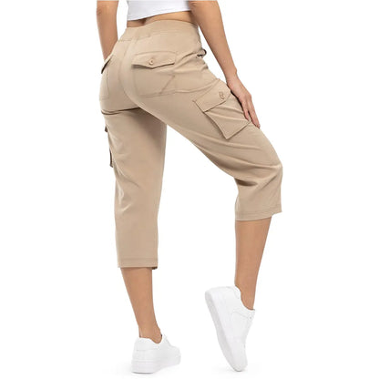 Women’s Summer Cargo Capri Pants – Plus Size Lightweight Casual Cropped Pants with Pockets