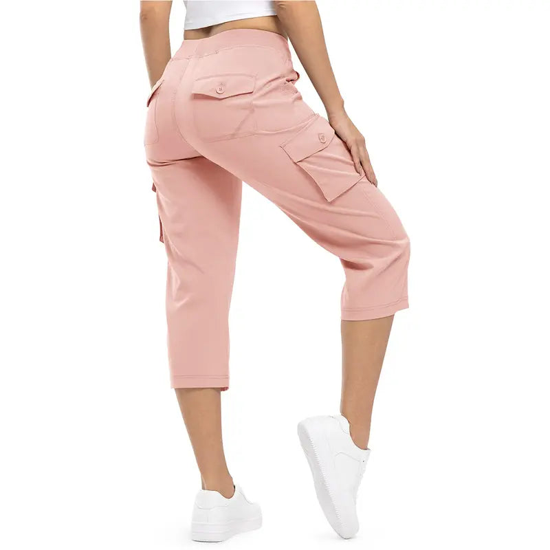 Women’s Summer Cargo Capri Pants – Plus Size Lightweight Casual Cropped Pants with Pockets