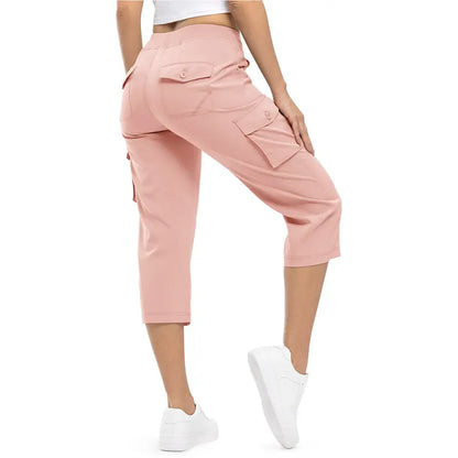 Women’s Summer Cargo Capri Pants – Plus Size Lightweight Casual Cropped Pants with Pockets