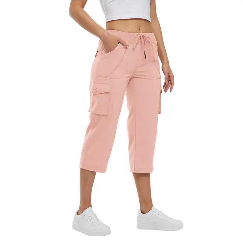 Women’s Summer Cargo Capri Pants – Plus Size Lightweight Casual Cropped Pants with Pockets