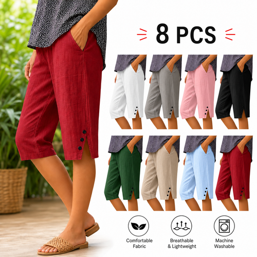 Women's Relaxed Fit Capri Pants – Breathable Stretch Cropped Pants for All-Day Comfort