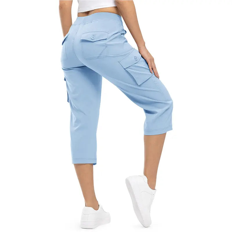 Women’s Summer Cargo Capri Pants – Plus Size Lightweight Casual Cropped Pants with Pockets