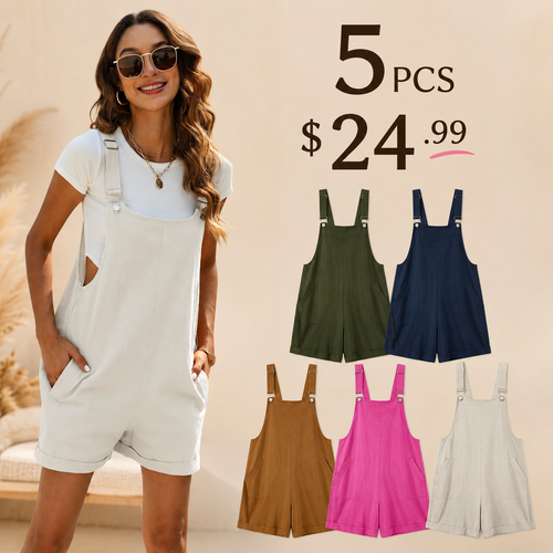 Women's Sleeveless Summer Bib Shortalls