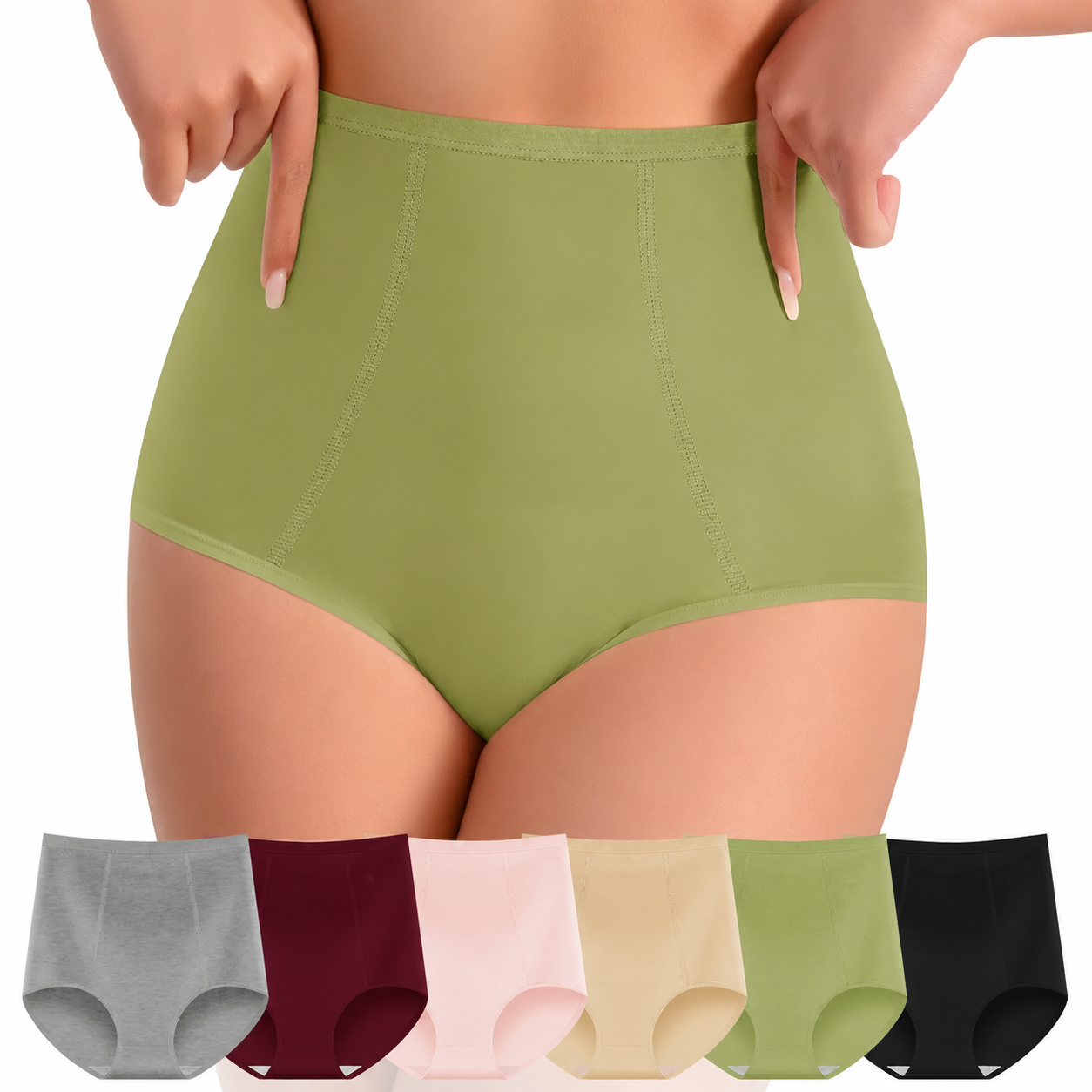Women's High-Waisted Underwear, Breathable & Comfortable Panties,Classic Briefs with Signature Logo, Solid Color Panty for Year-Round Wear,S-XXXL