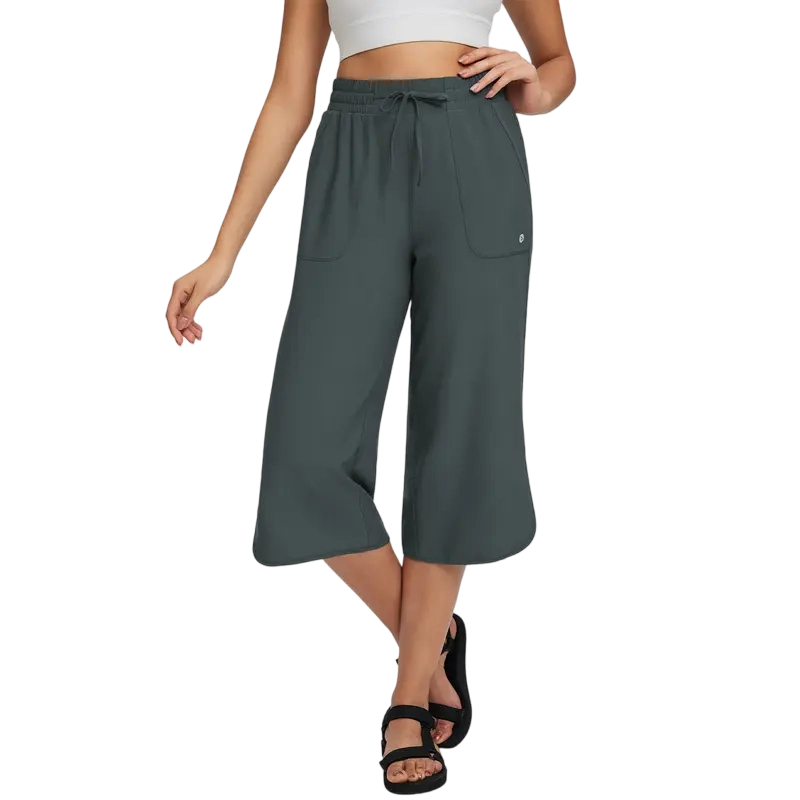 Women's High-Waisted Stretch Capri Pants – Lightweight Casual Summer Cropped Trousers