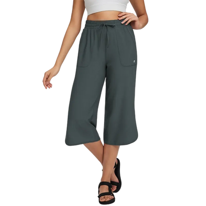 Women's High-Waisted Stretch Capri Pants – Lightweight Casual Summer Cropped Trousers