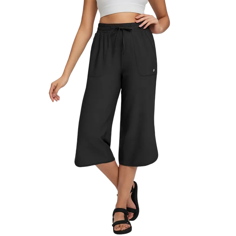 Women's High-Waisted Stretch Capri Pants – Lightweight Casual Summer Cropped Trousers