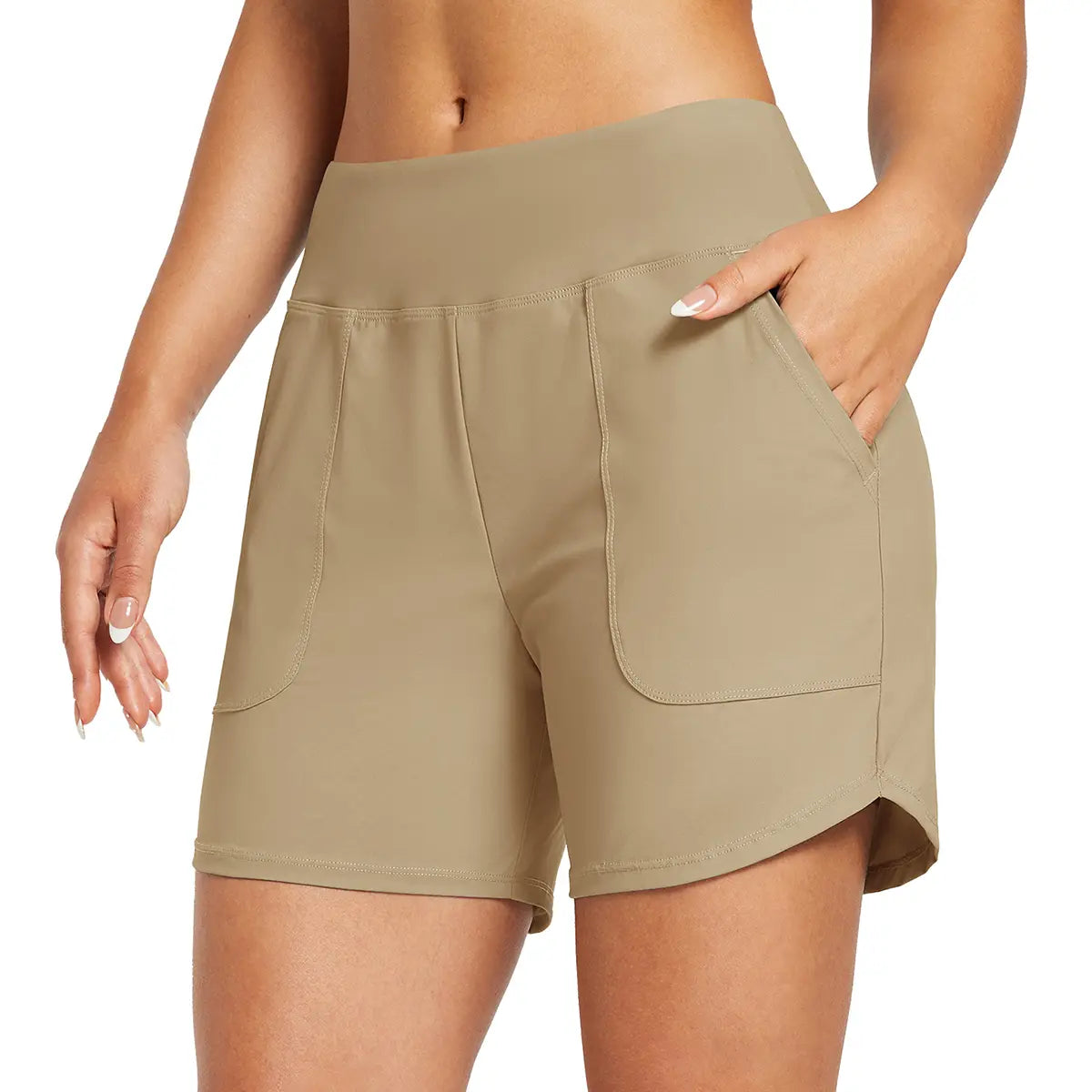 Women's 3"/5"/7"/9" High Waisted Lightweight Quick Dry Swim Shorts