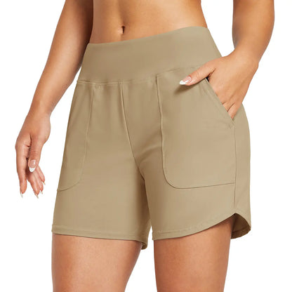 Women's 3"/5"/7"/9" High Waisted Lightweight Quick Dry Swim Shorts