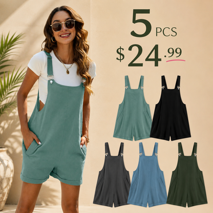 Women's Sleeveless Summer Bib Shortalls