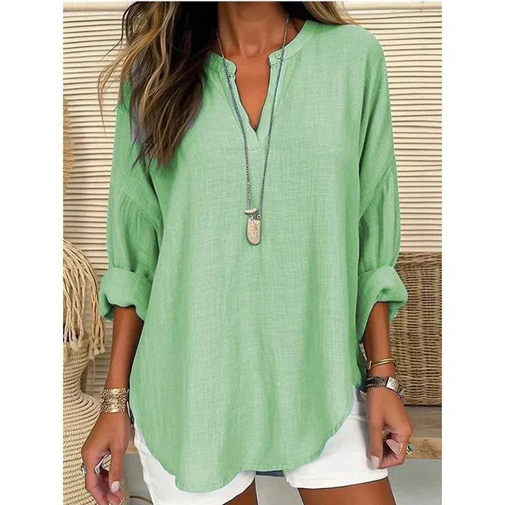 Women's Casual Solid V-Neck Blouse