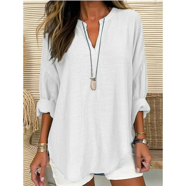 Women's Casual Solid V-Neck Blouse